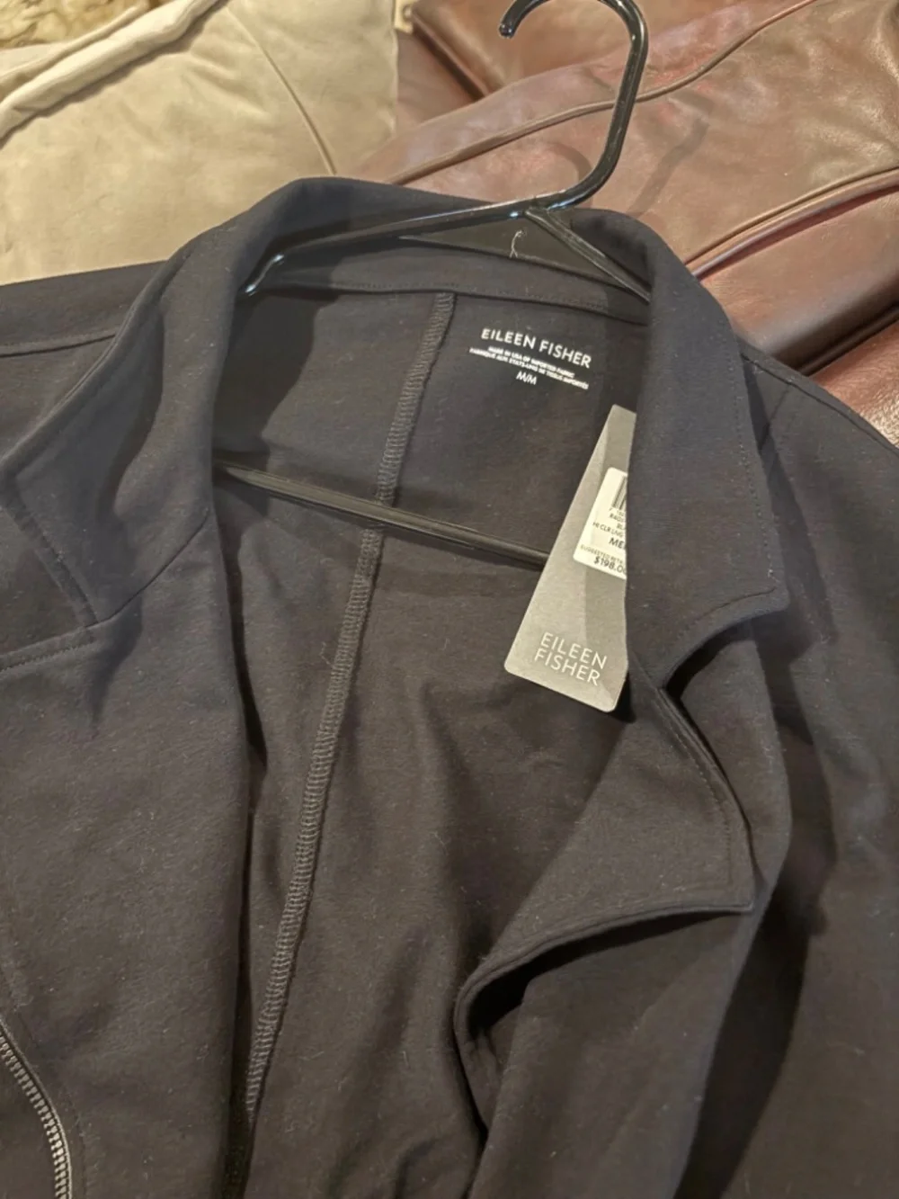 Eileen Fisher black long Moto jacket